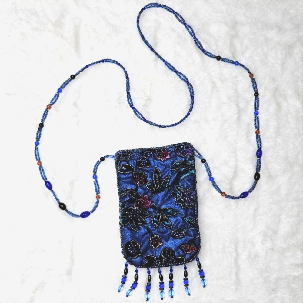 90s VTG Velvet Beaded Bag